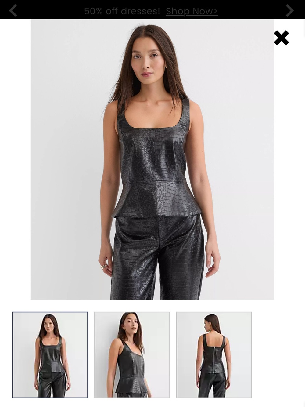 LOFT Black Faux-Leather Peplum Camisole